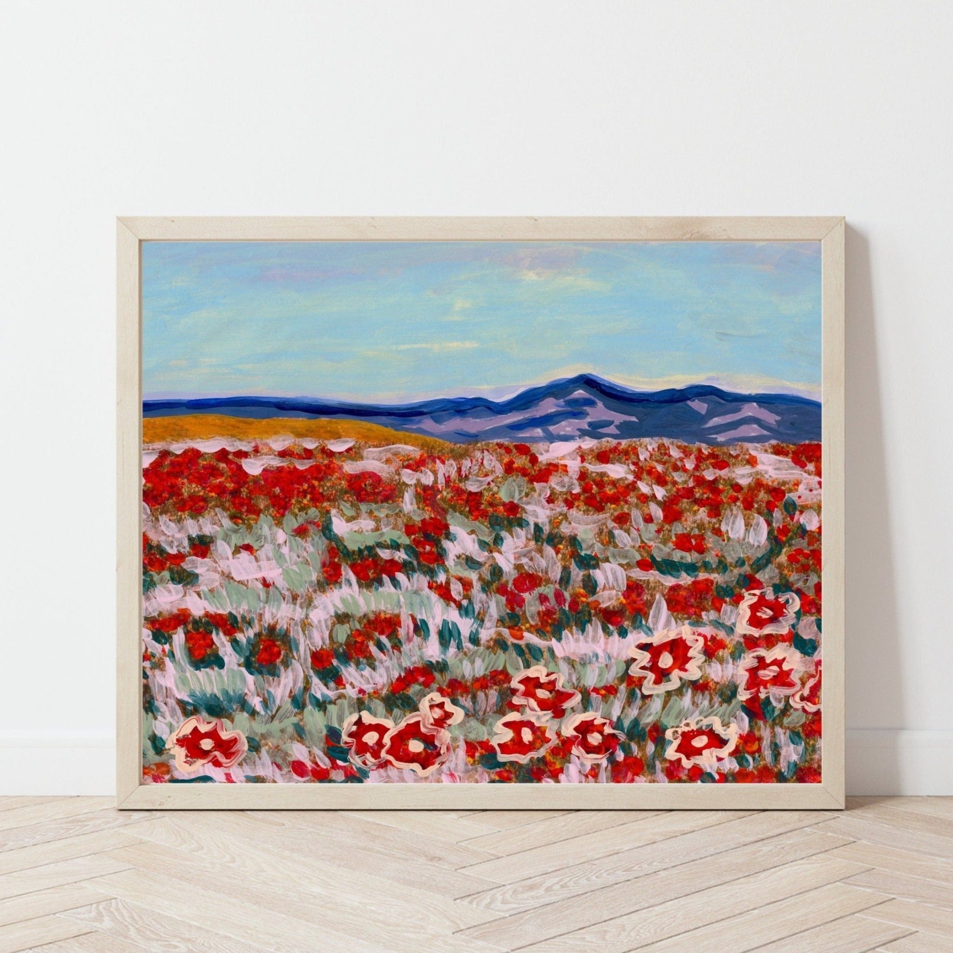 California Poppy Mountain Landscape Print - El Baker Art