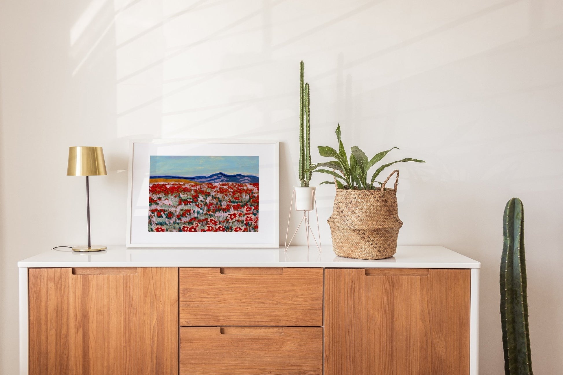 California Poppy Mountain Landscape Print - El Baker Art