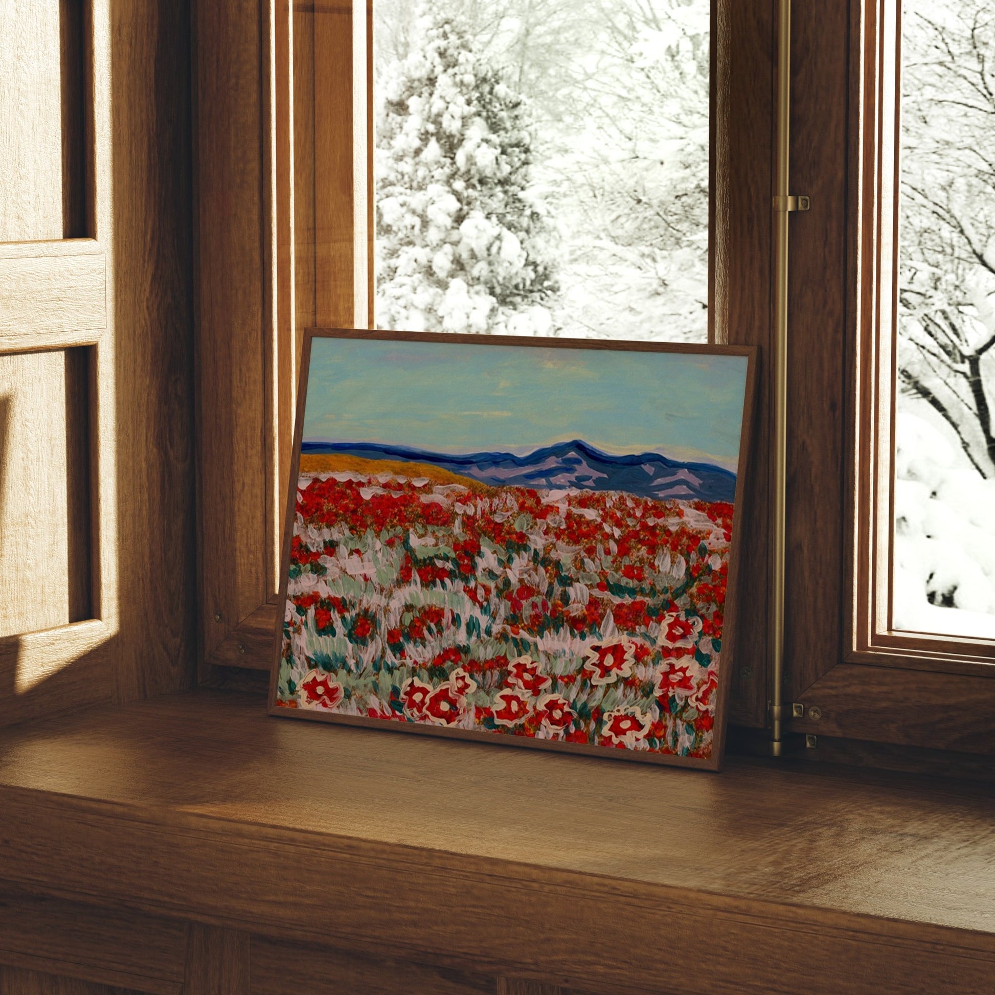 California Poppy Mountain Landscape Print - El Baker Art