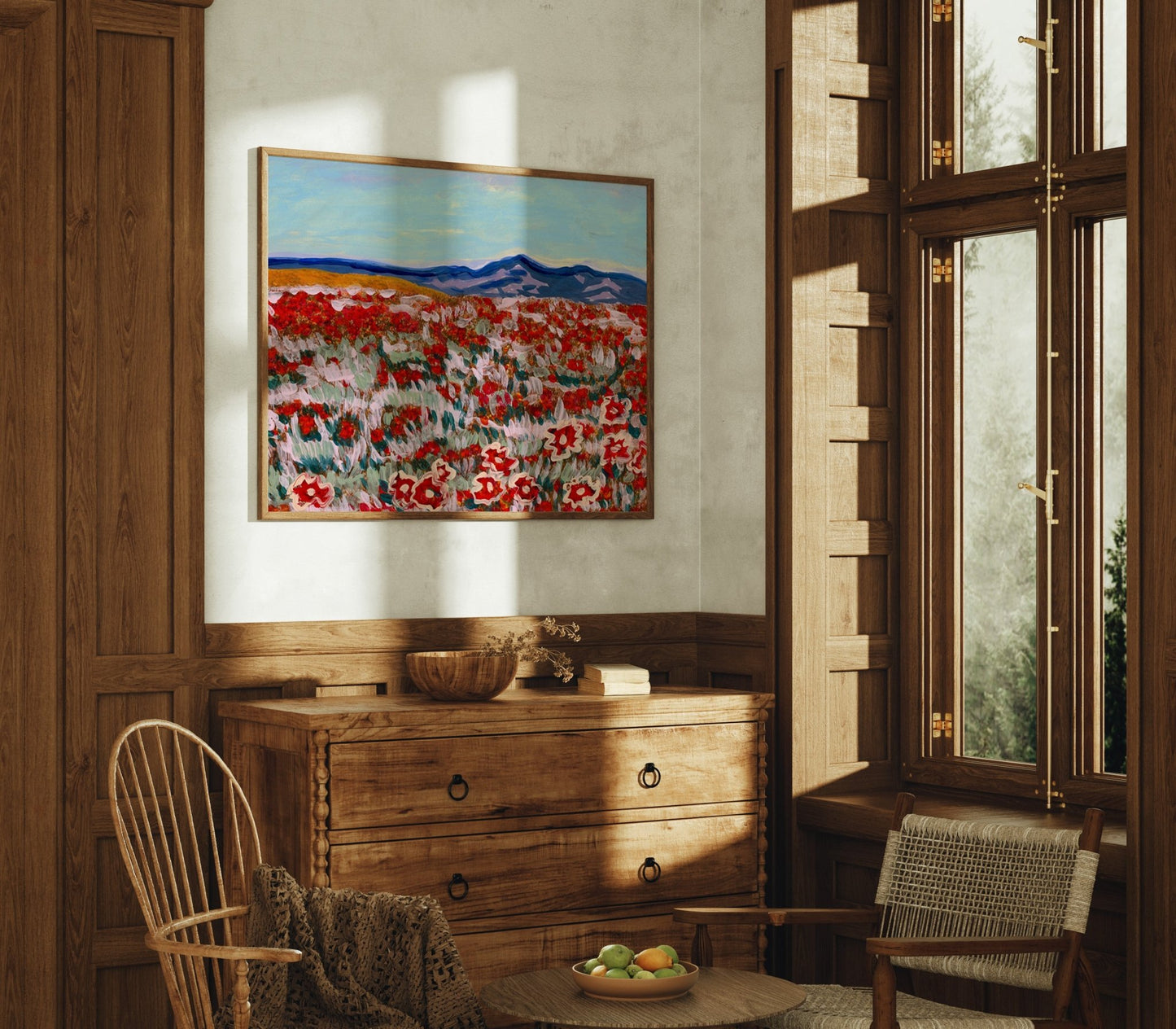 California Poppy Mountain Landscape Print - El Baker Art