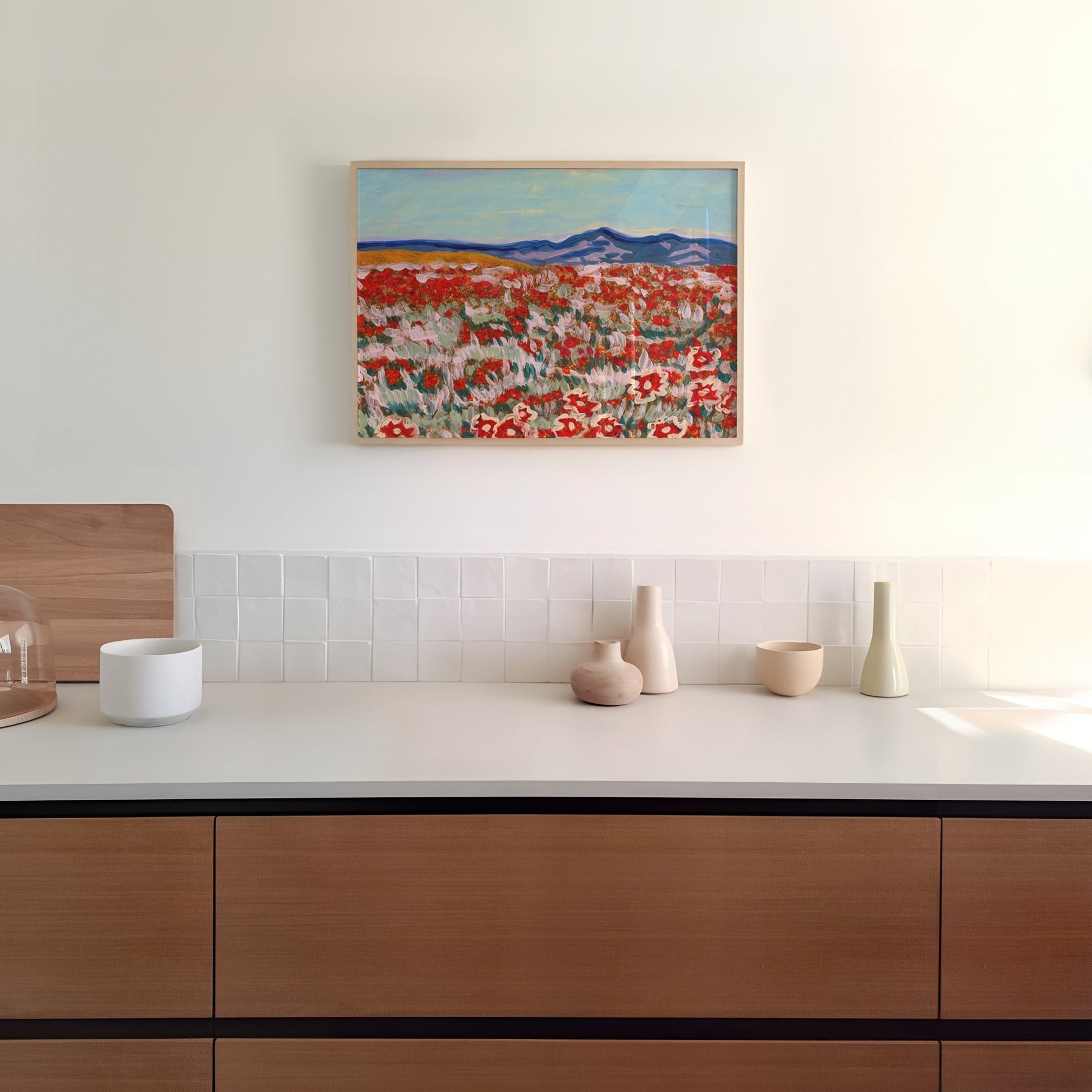 California Poppy Mountain Landscape Print - El Baker Art