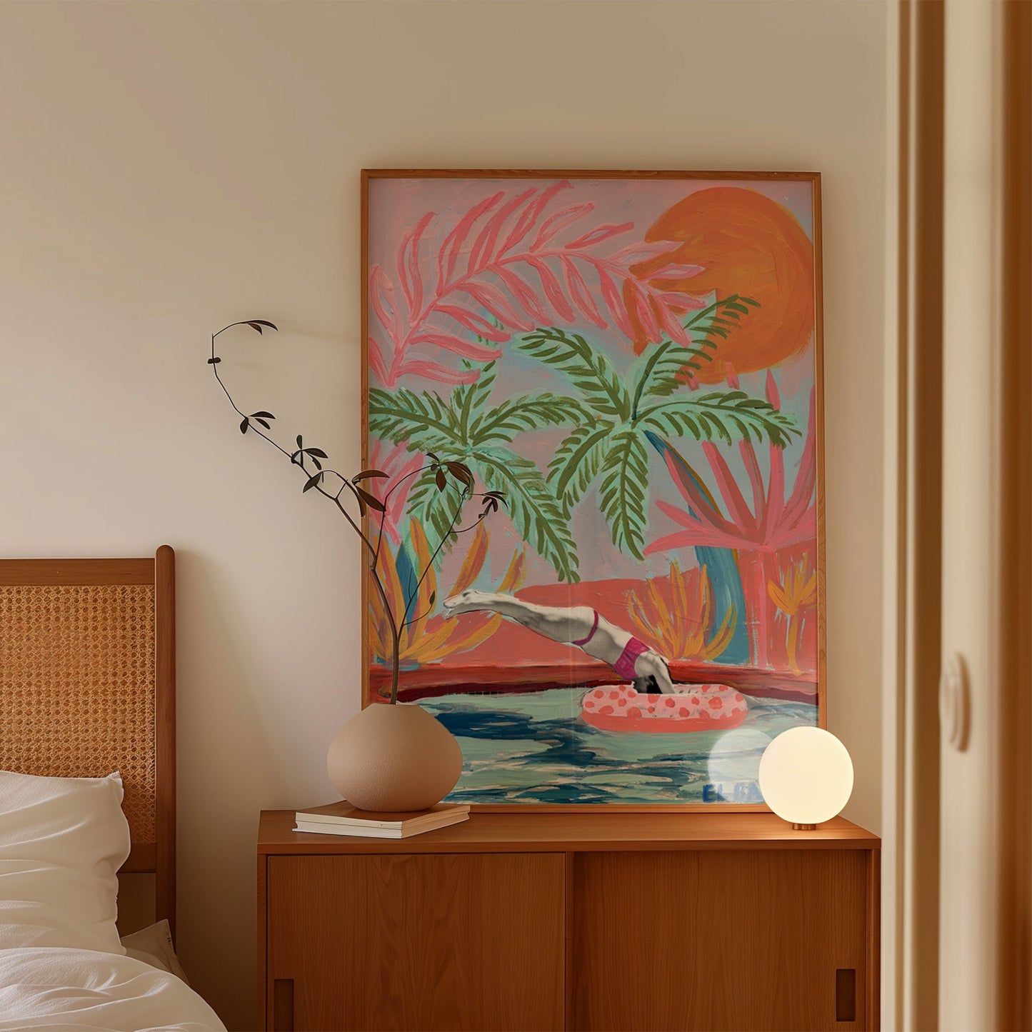 California Tropical Swimming Pool Print - El Baker Art