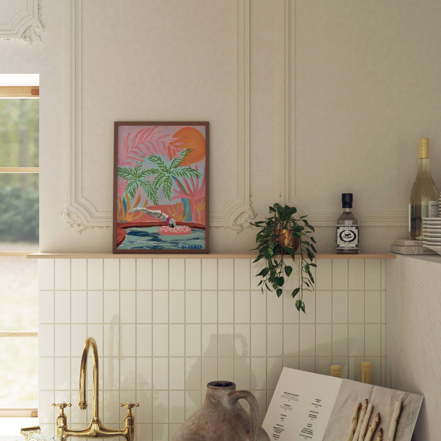 California Tropical Swimming Pool Print - El Baker Art