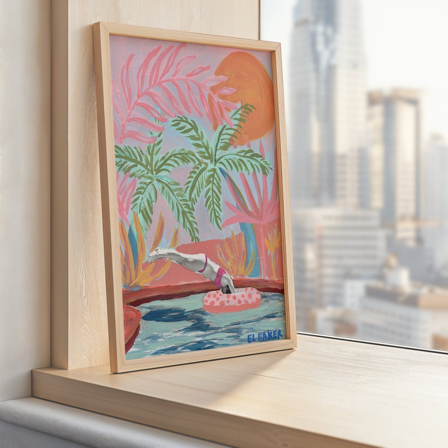 California Tropical Swimming Pool Print - El Baker Art