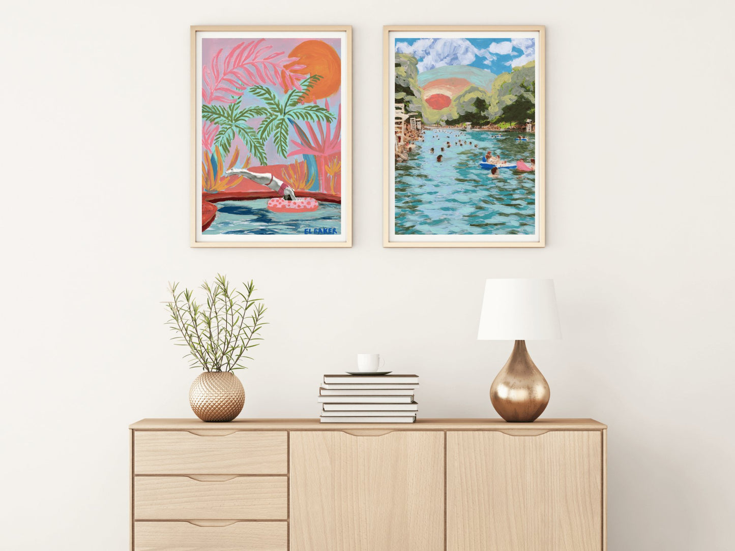 California Tropical Swimming Pool Print - El Baker Art