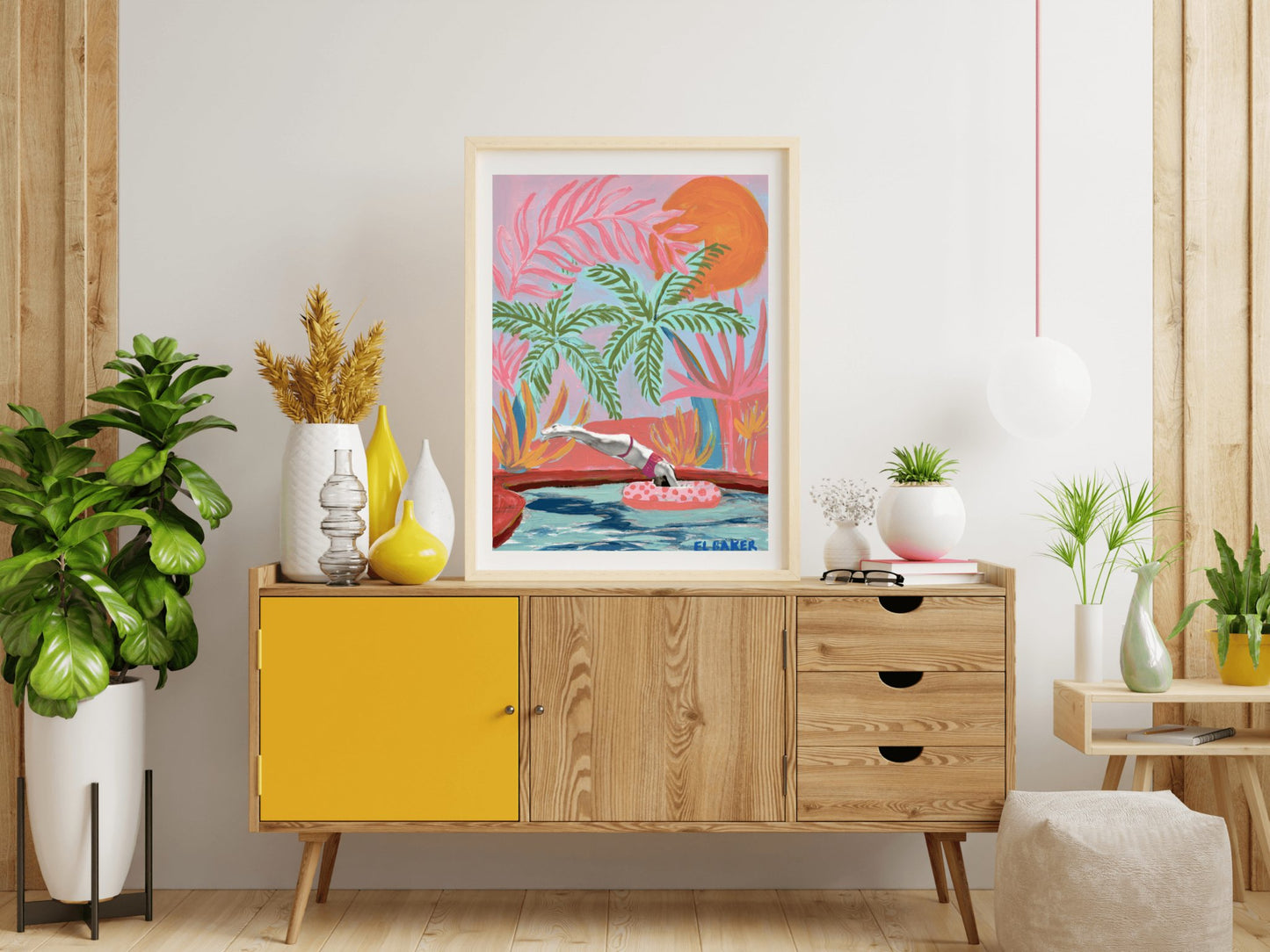 California Tropical Swimming Pool Print - El Baker Art