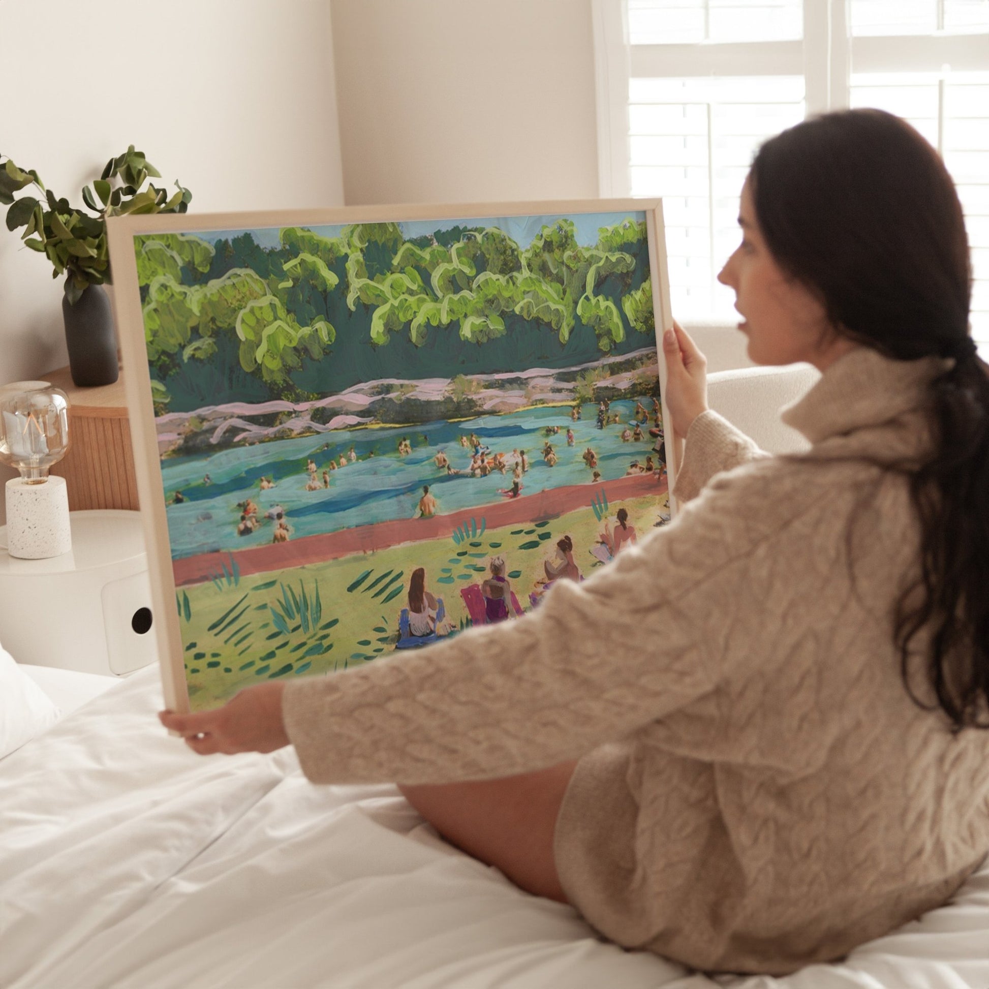 Colorful Barton Springs Swimming Print - El Baker Art