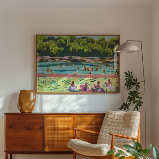 Colorful Barton Springs Swimming Print - El Baker Art