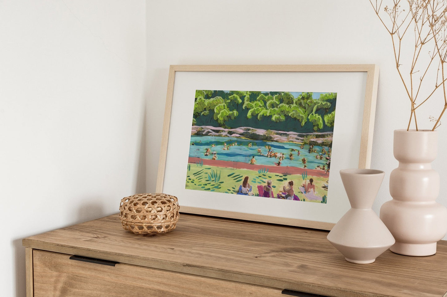 Colorful Barton Springs Swimming Print - El Baker Art