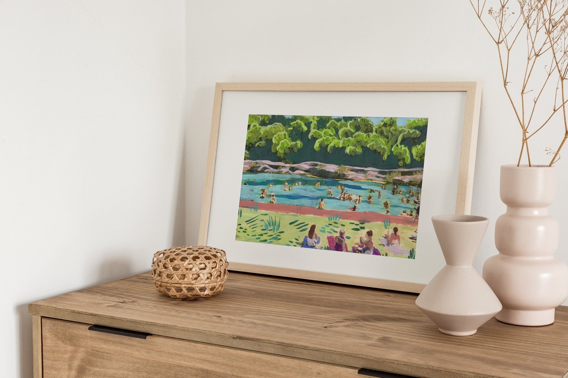 Colorful Barton Springs Swimming Print - El Baker Art