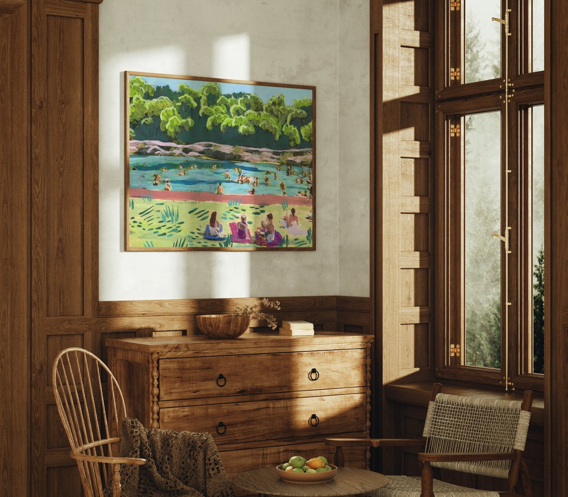 Colorful Barton Springs Swimming Print - El Baker Art