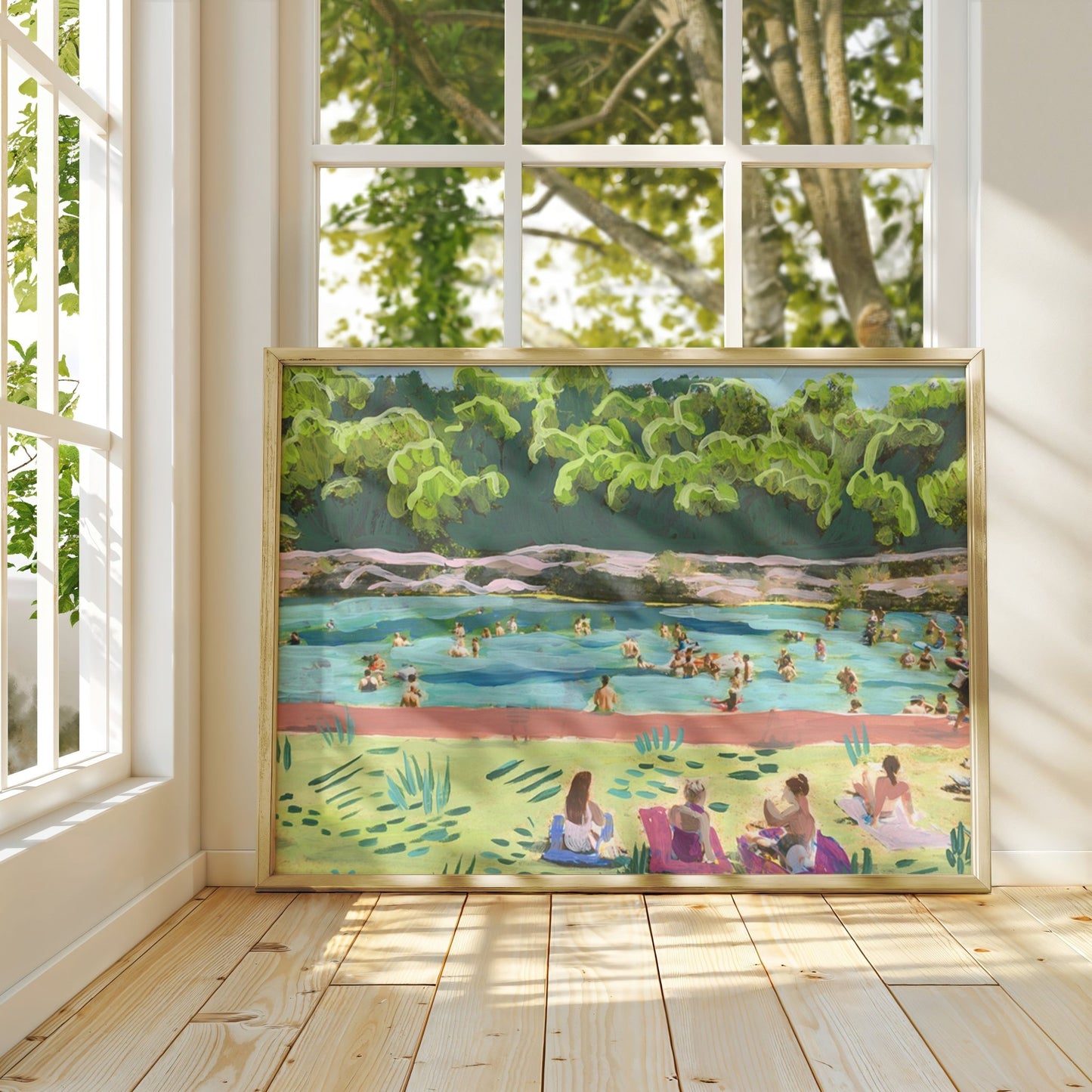 Colorful Barton Springs Swimming Print - El Baker Art
