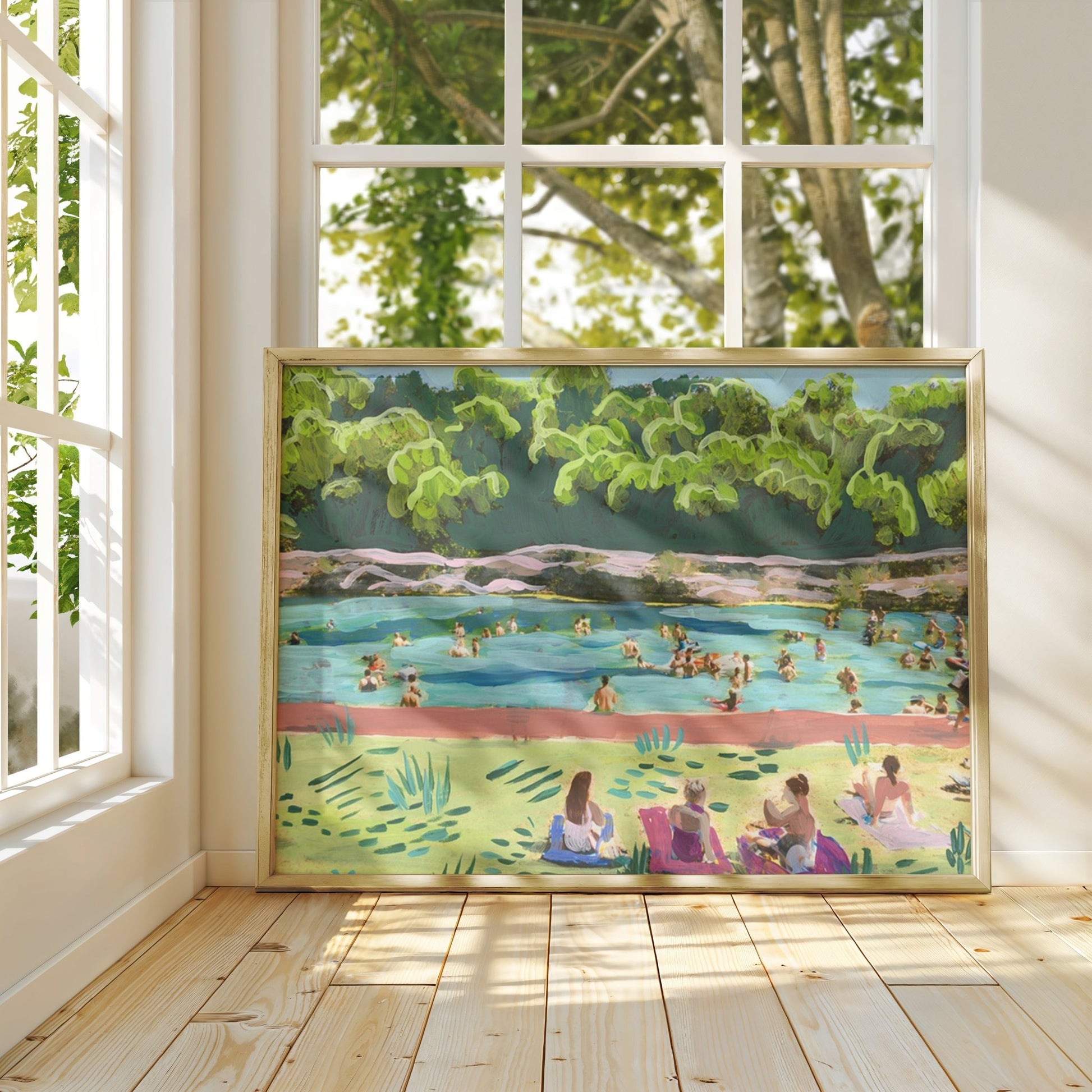 Colorful Barton Springs Swimming Print - El Baker Art