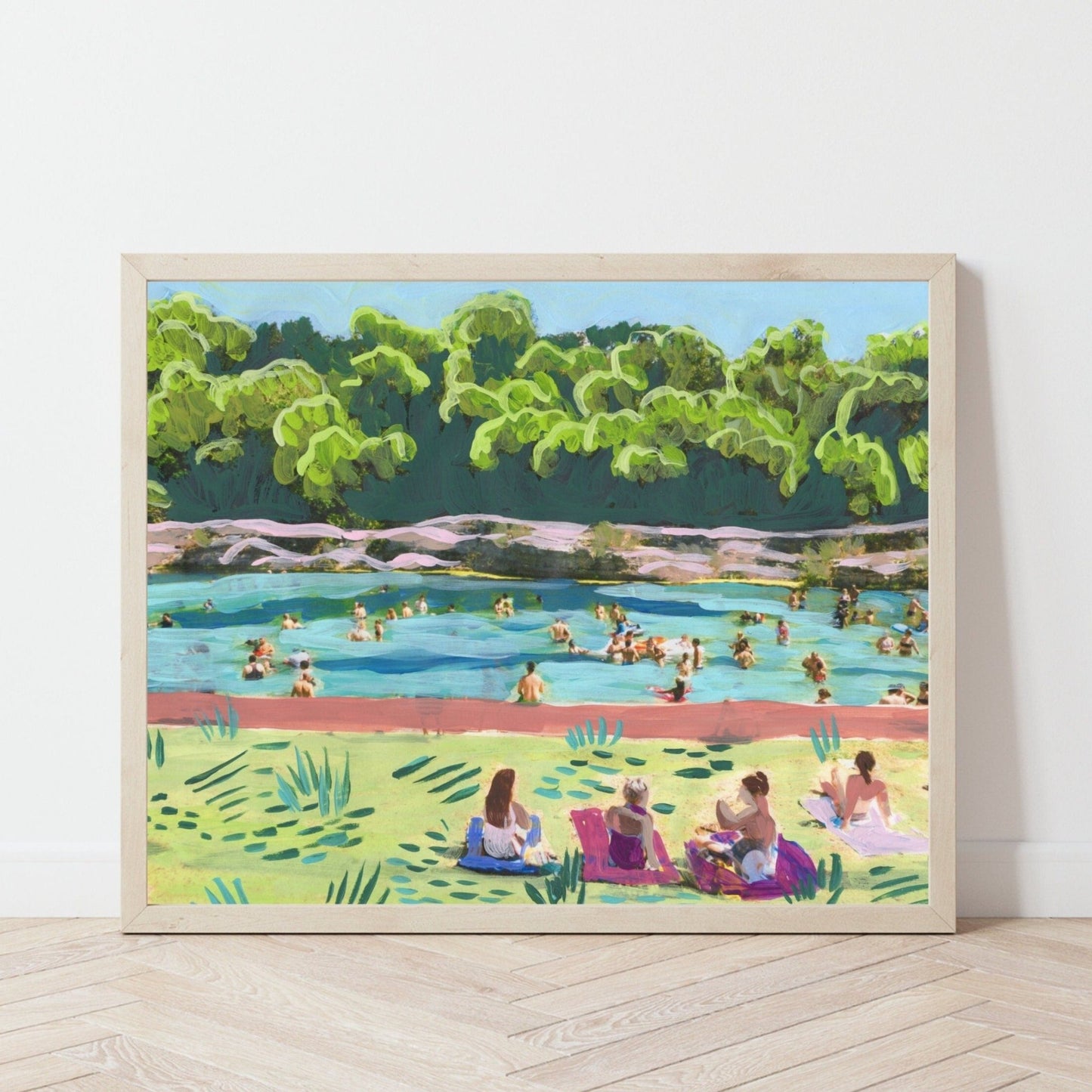 Colorful Barton Springs Swimming Print - El Baker Art