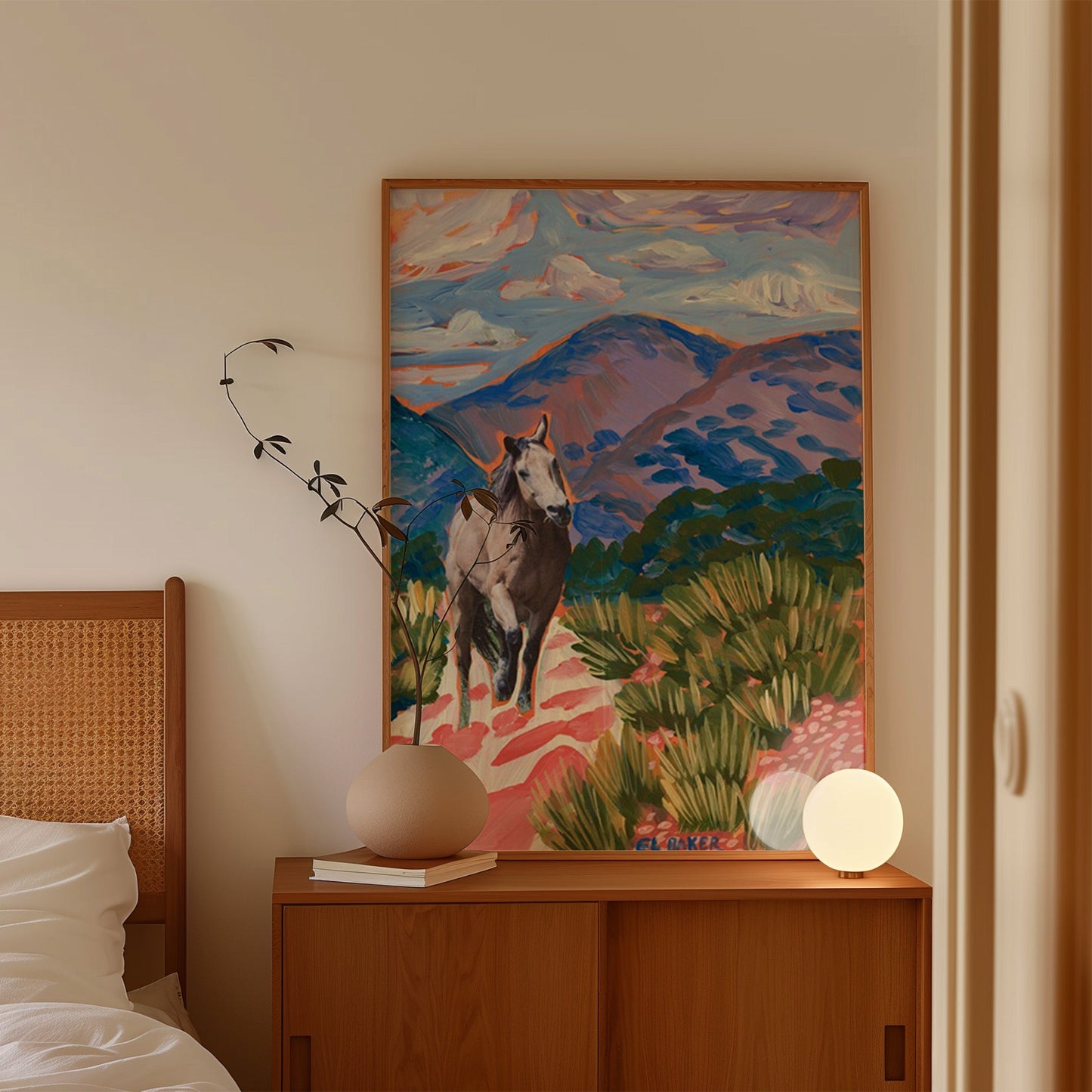 Colorful Southwestern Desert Horse Print - El Baker Art