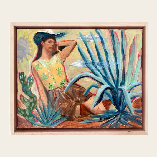 Cowgirl and Cactus Collage Original Artwork - Framed, 8x10" - El Baker Art
