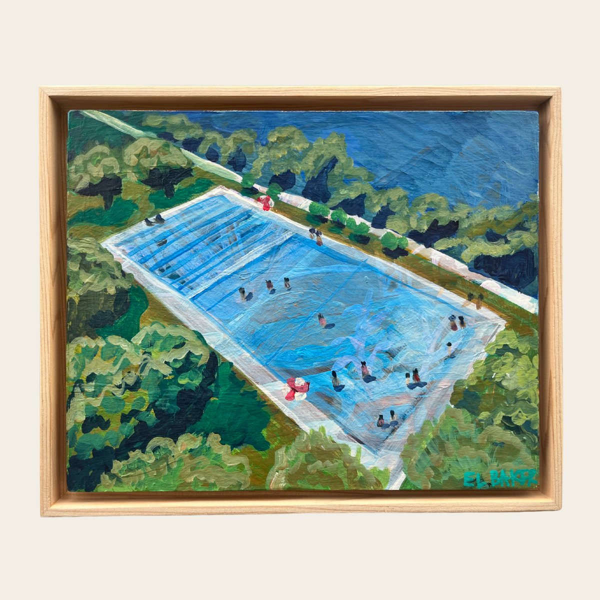 Deep Eddy Pool Original Artwork - FRAMED, 8x10" - El Baker Art