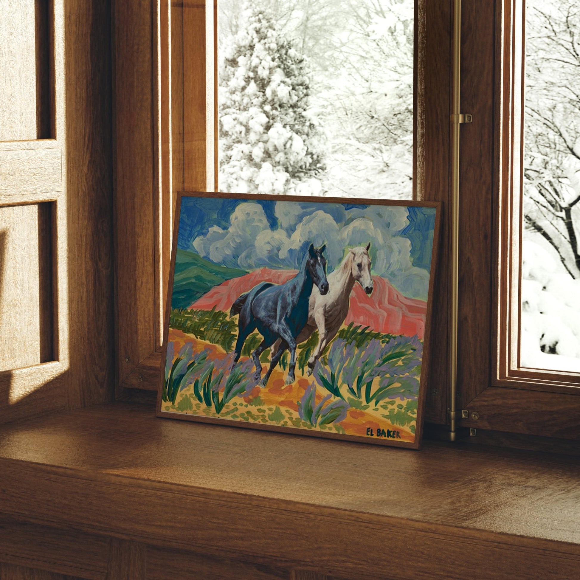Desert Horses Print - El Baker Art