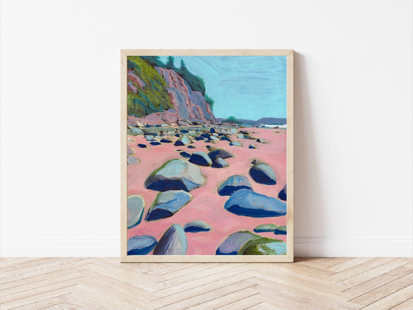 Montecito Beach Rocks Art Print: Vintage California Coastal Painting