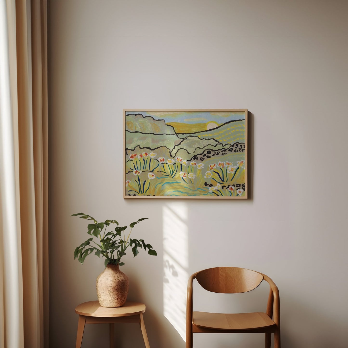 Light Green Landscape Print - El Baker Art
