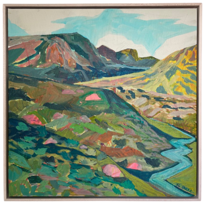 Modern Impressionist Desert Canyon Original Artwork - FRAMED, 24x24" - El Baker Art