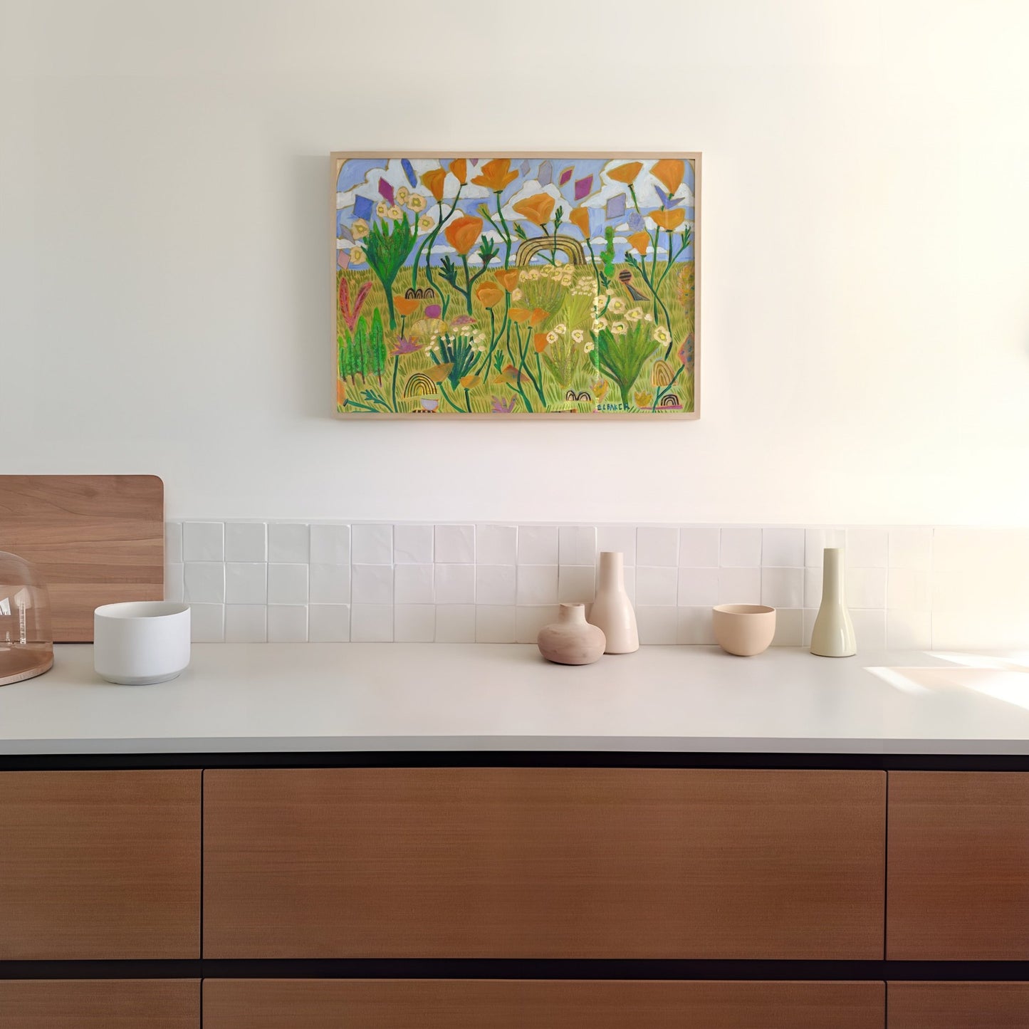 Northern California Orange Poppy Landscape Print - El Baker Art