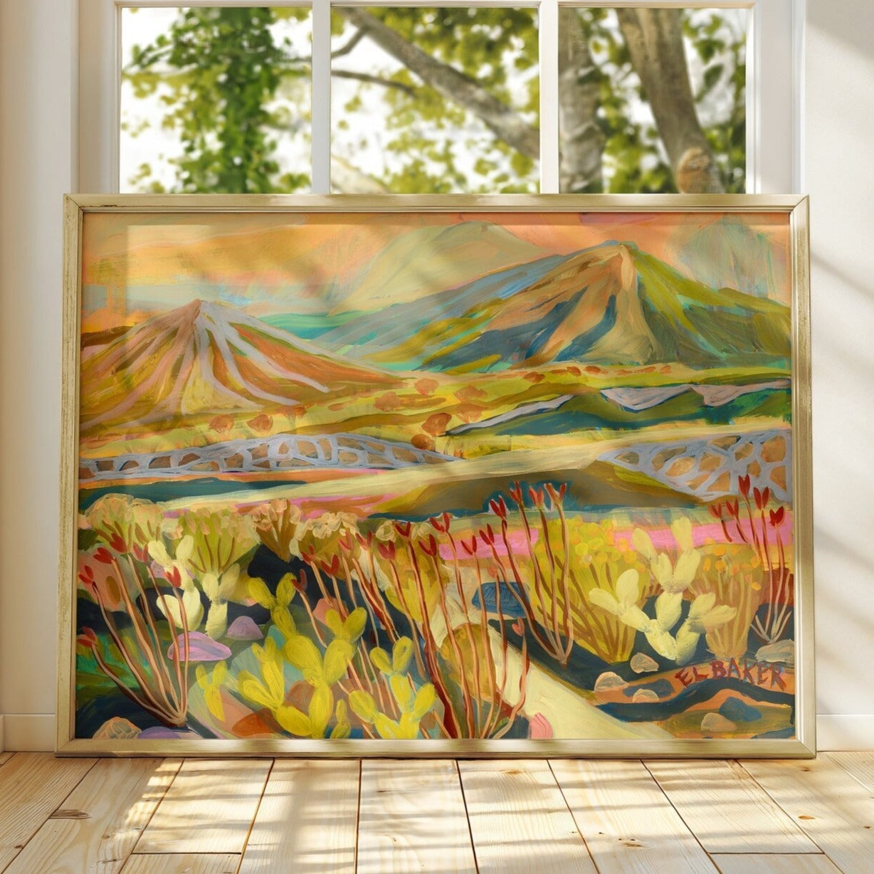 Peach Desert Landscape Print - El Baker Art