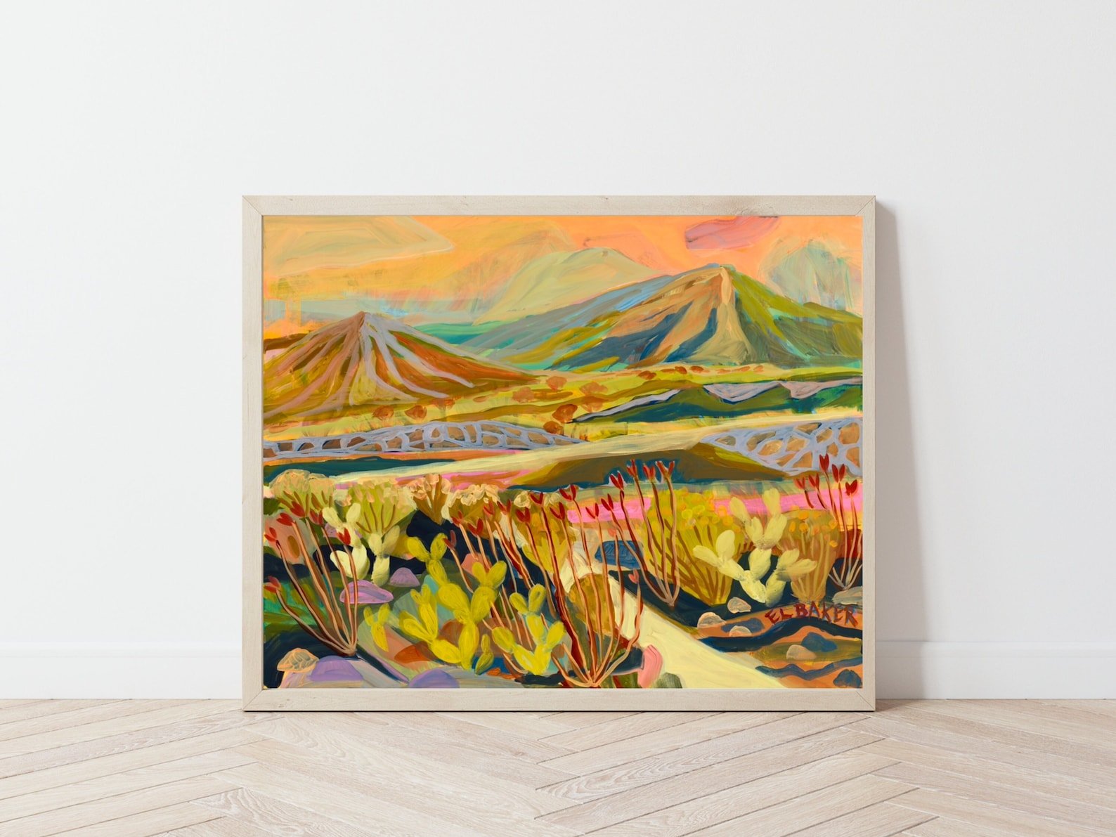 Peach Desert Landscape Print - El Baker Art