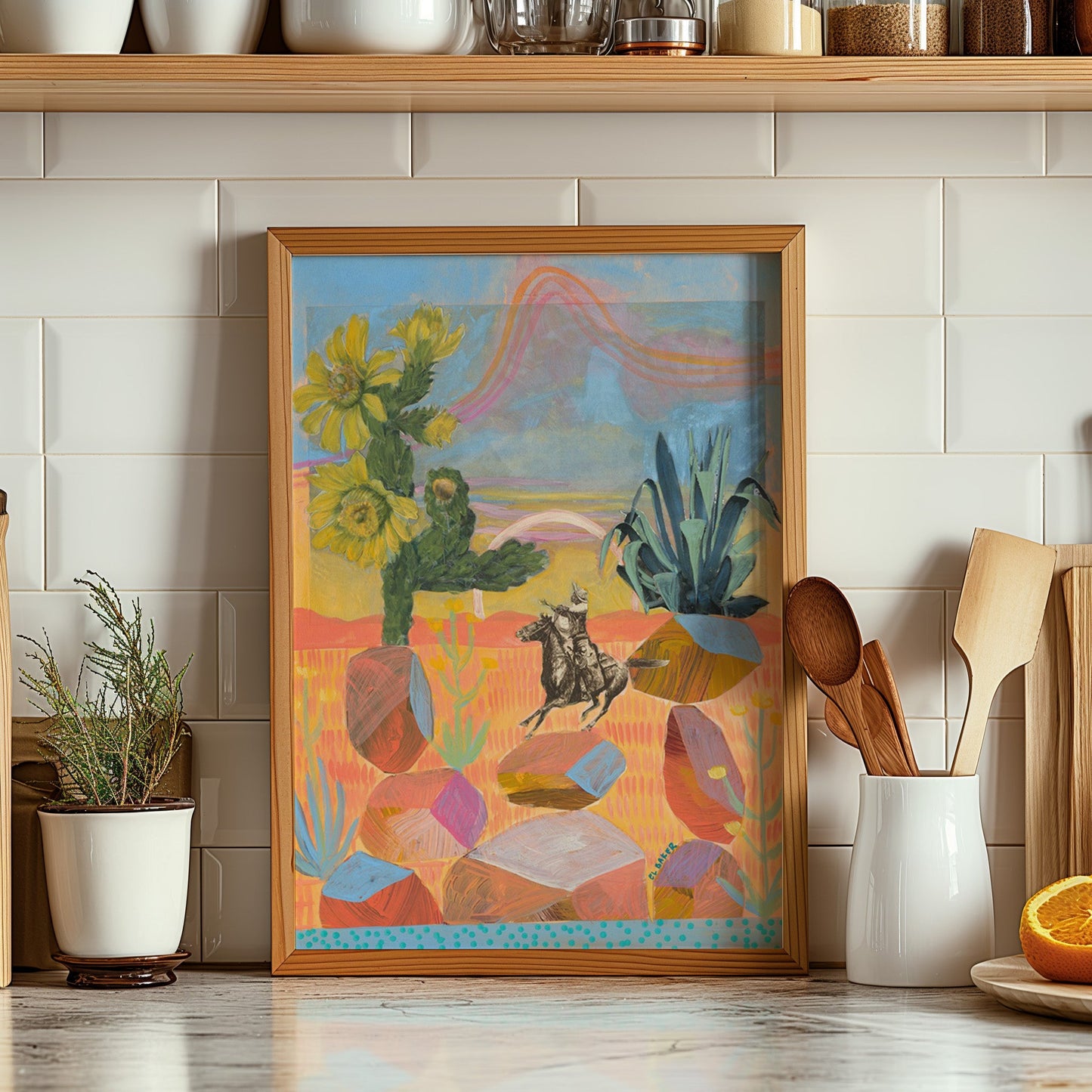 Pink Desert Rocks Landscape Print - El Baker Art