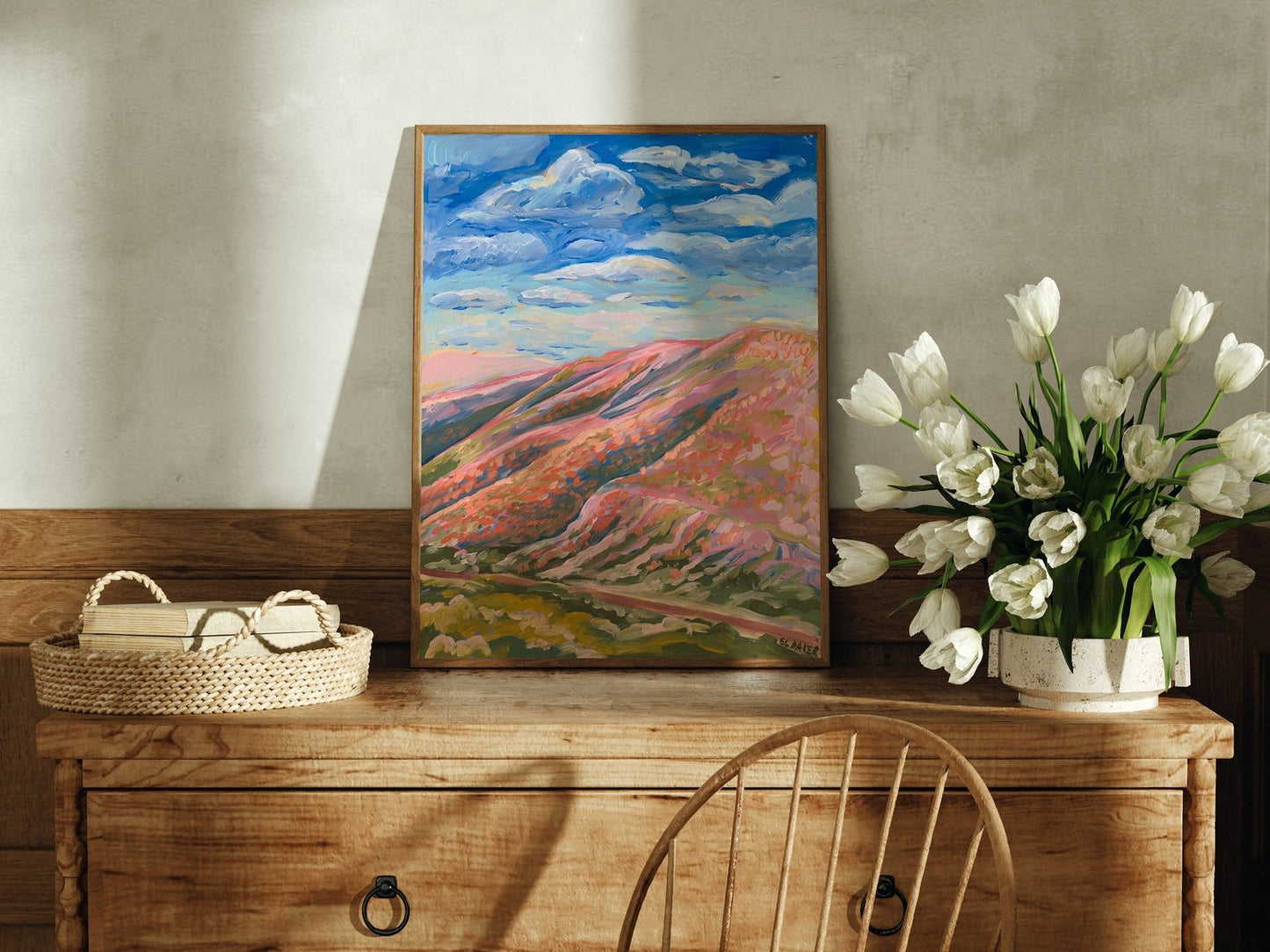 Pink Mountain Desert Print - El Baker Art