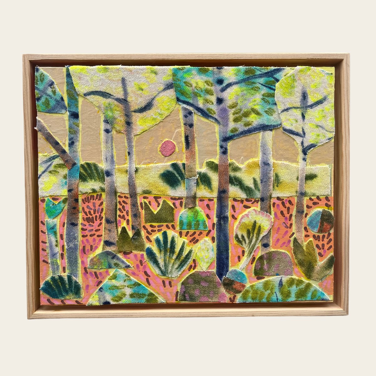Southwestern Birch Tree Collage Original Artwork - FRAMED, 8x10" - El Baker Art