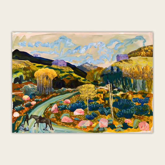 Southwestern Cowboy Collage Original Artwork on Paper - Unframed, 19x27" - El Baker Art