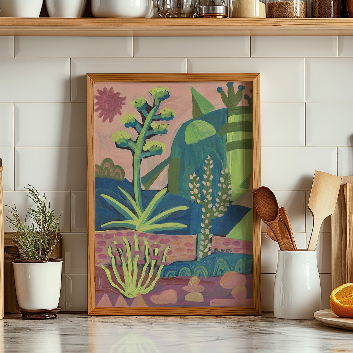 Southwestern Desert Cactus Print - El Baker Art