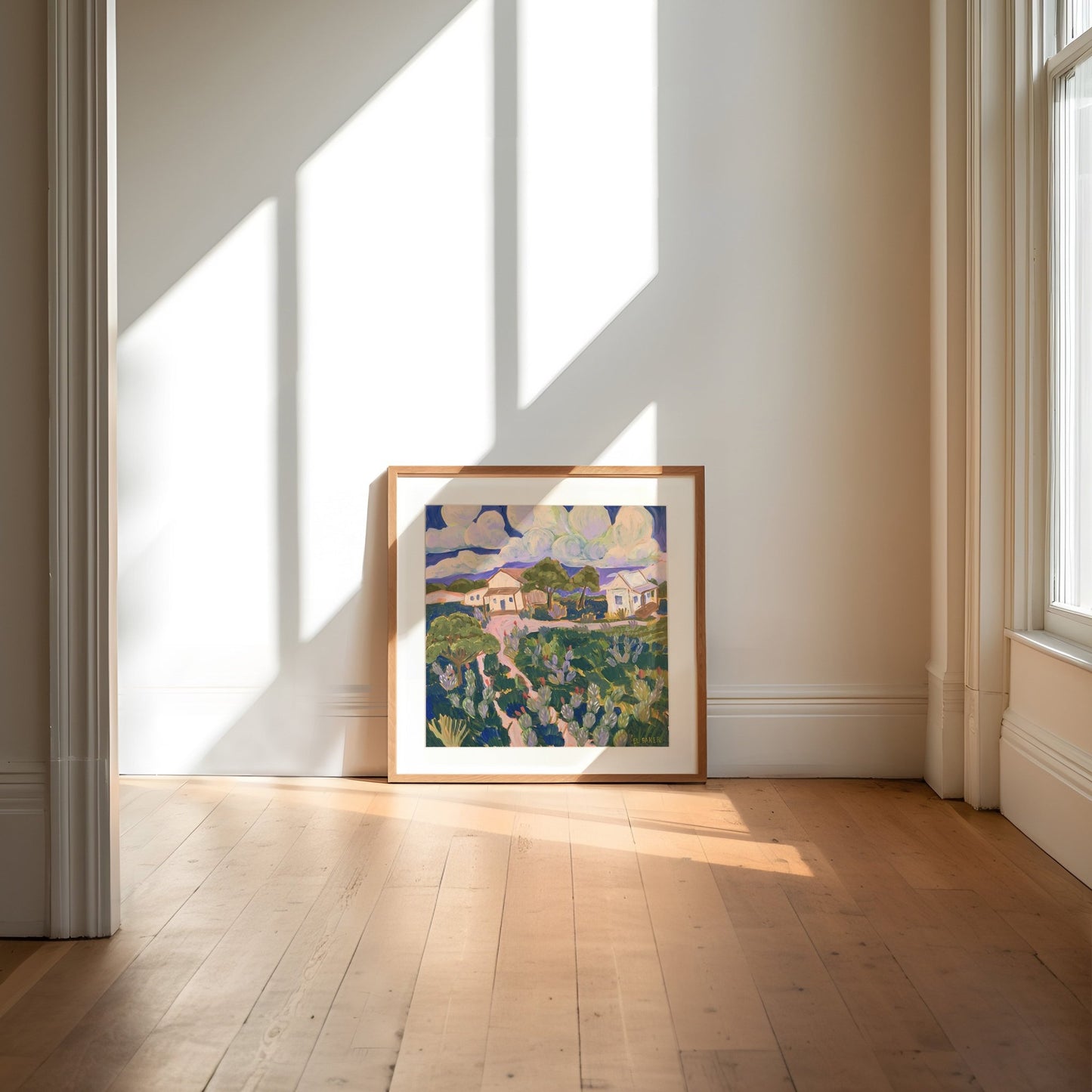 Texas Hill Country Cactus Cottage Farm Print - El Baker Art