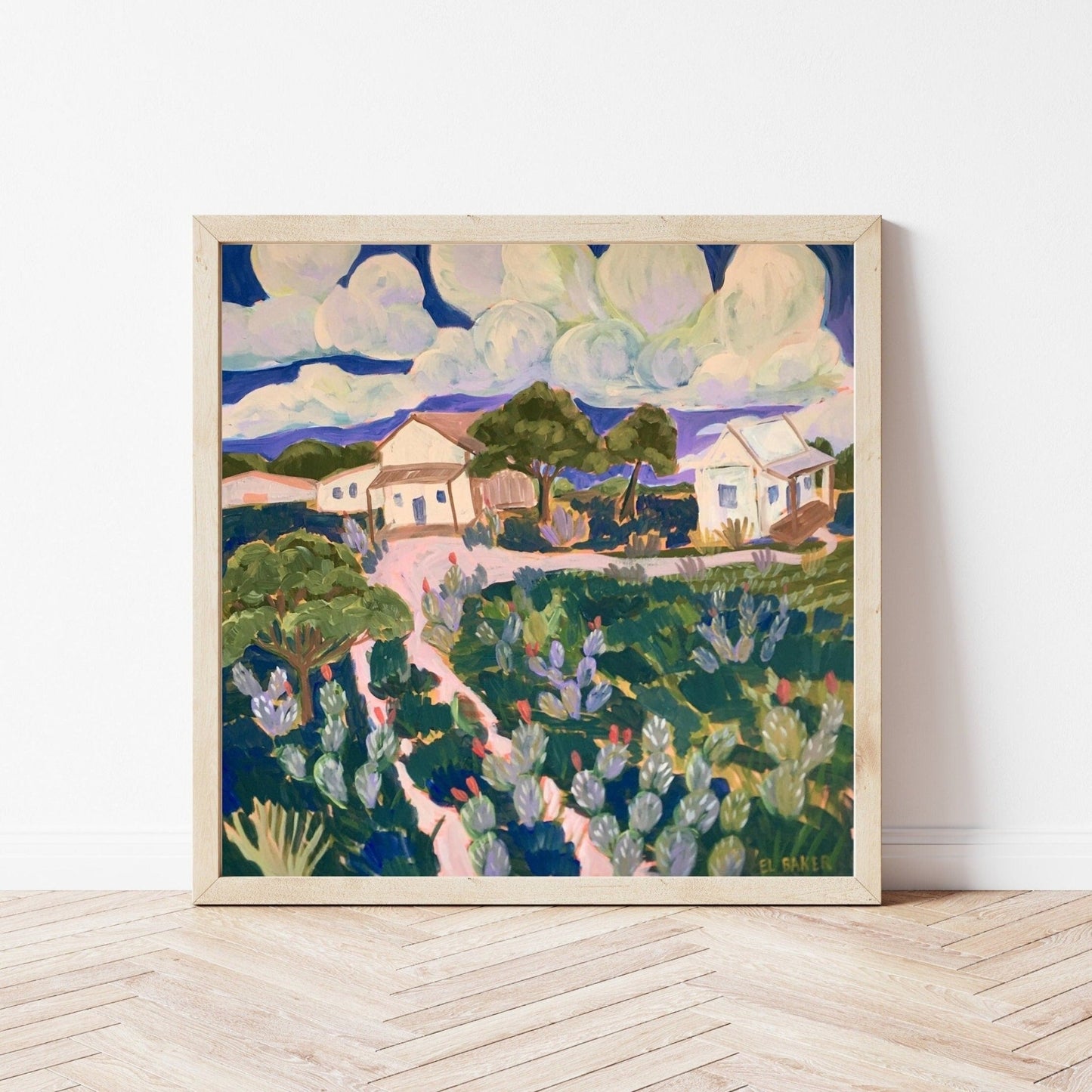 Texas Hill Country Cactus Cottage Farm Print - El Baker Art