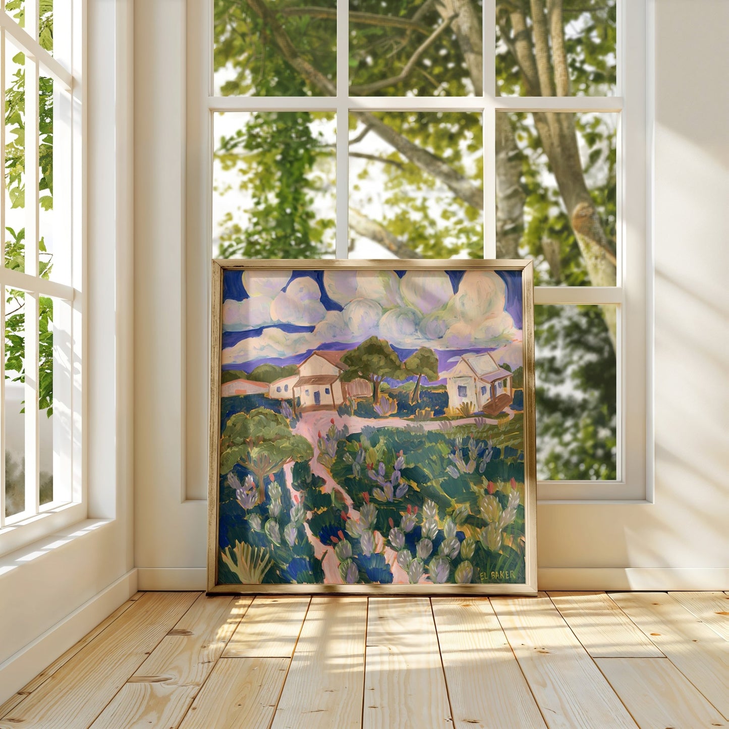 Texas Hill Country Cactus Cottage Farm Print - El Baker Art