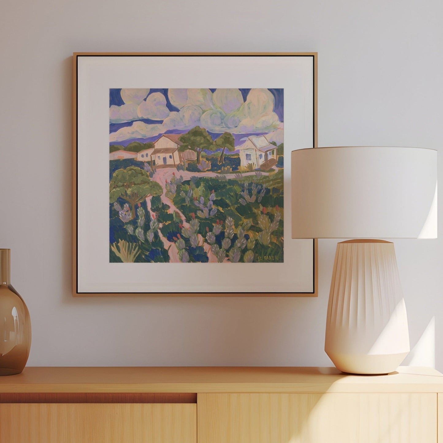 Texas Hill Country Cactus Cottage Farm Print - El Baker Art