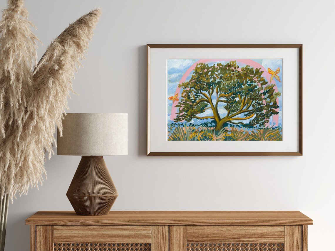 Texas Hill Country Live Oak Tree Rainbow Print - El Baker Art