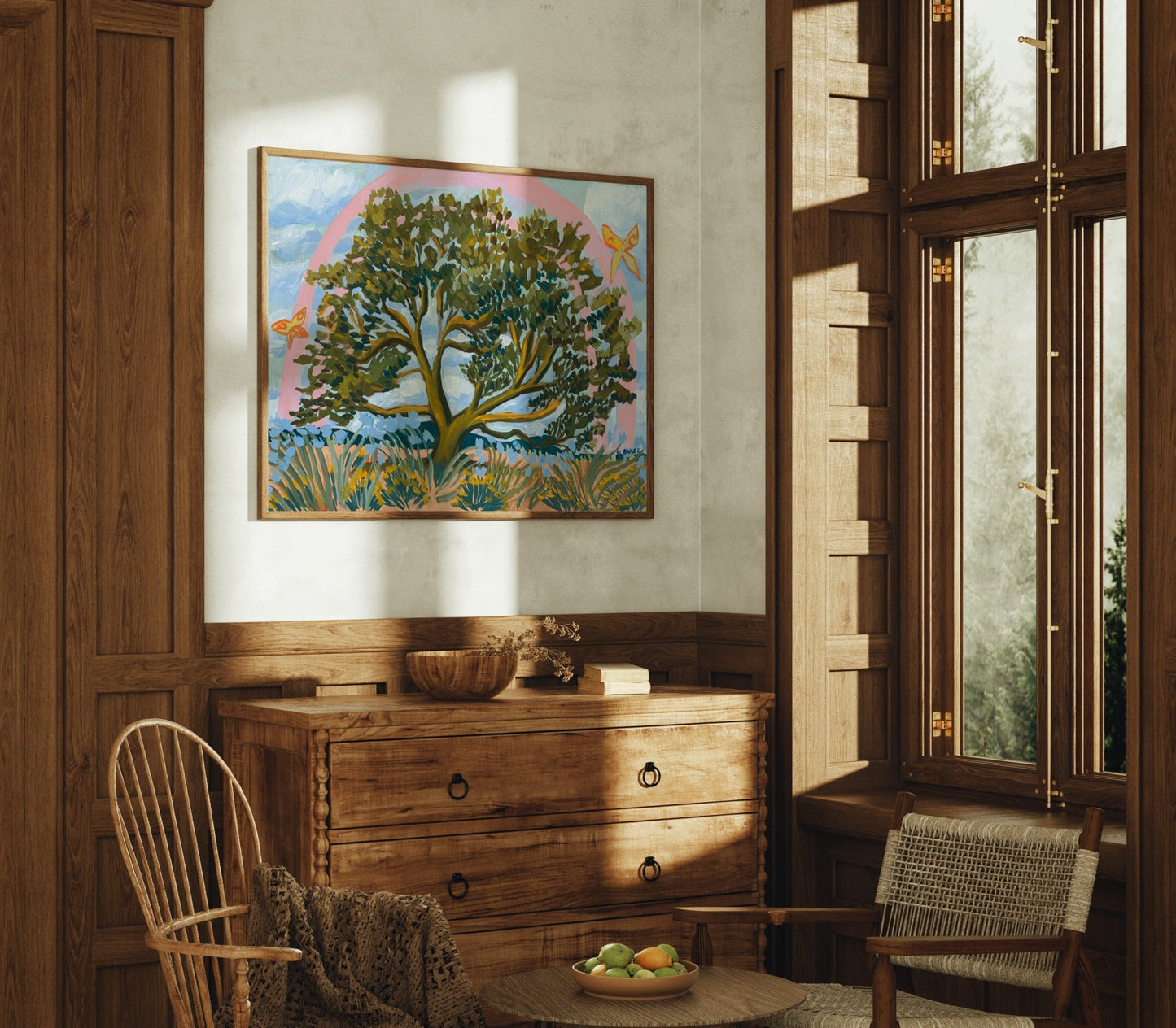 Texas Hill Country Live Oak Tree Rainbow Print - El Baker Art