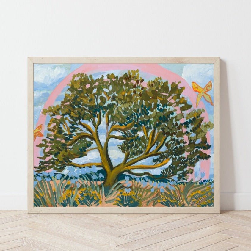 Texas Hill Country Live Oak Tree Rainbow Print - El Baker Art