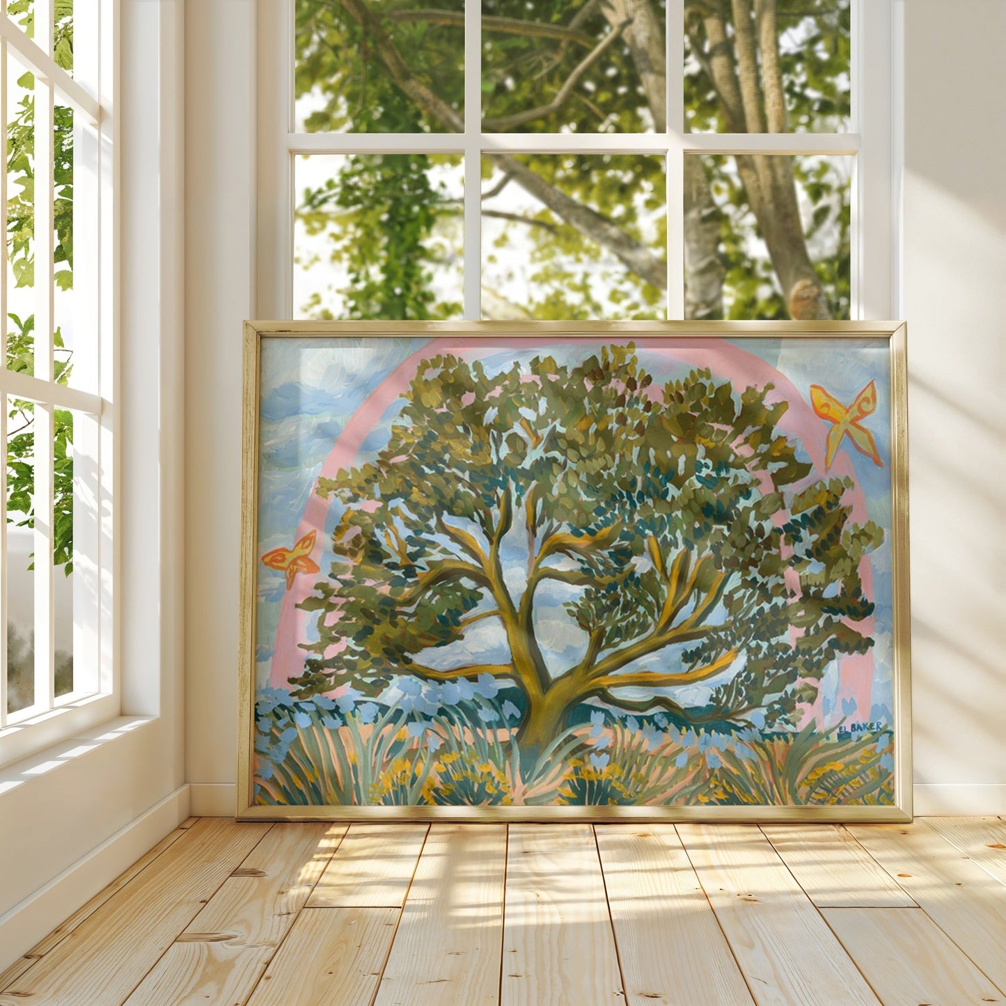 Texas Hill Country Live Oak Tree Rainbow Print - El Baker Art