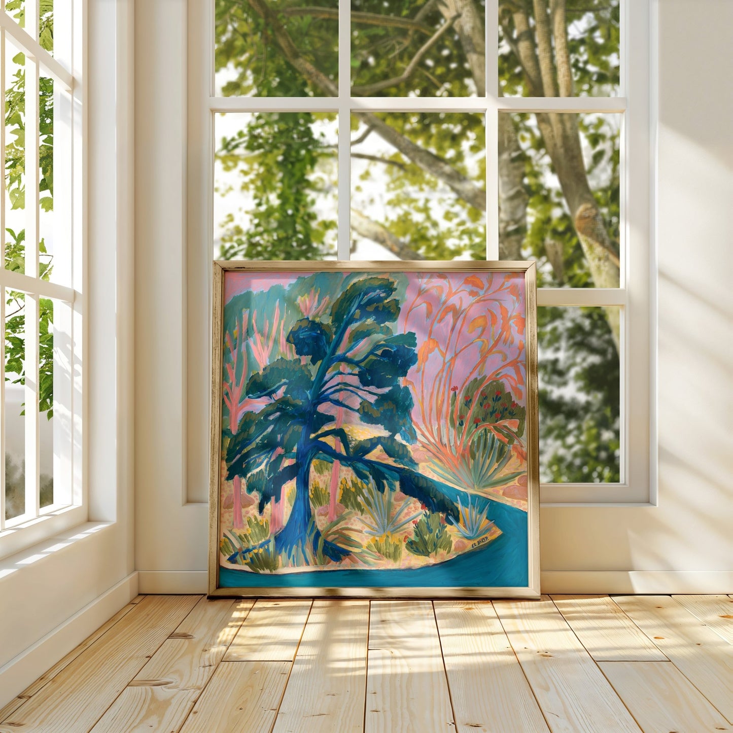 Texas Live Oak Tree River Print - El Baker Art