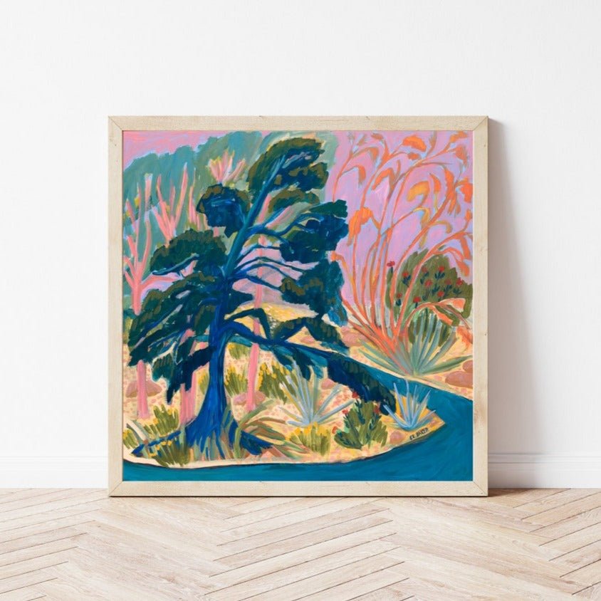 Texas Live Oak Tree River Print - El Baker Art