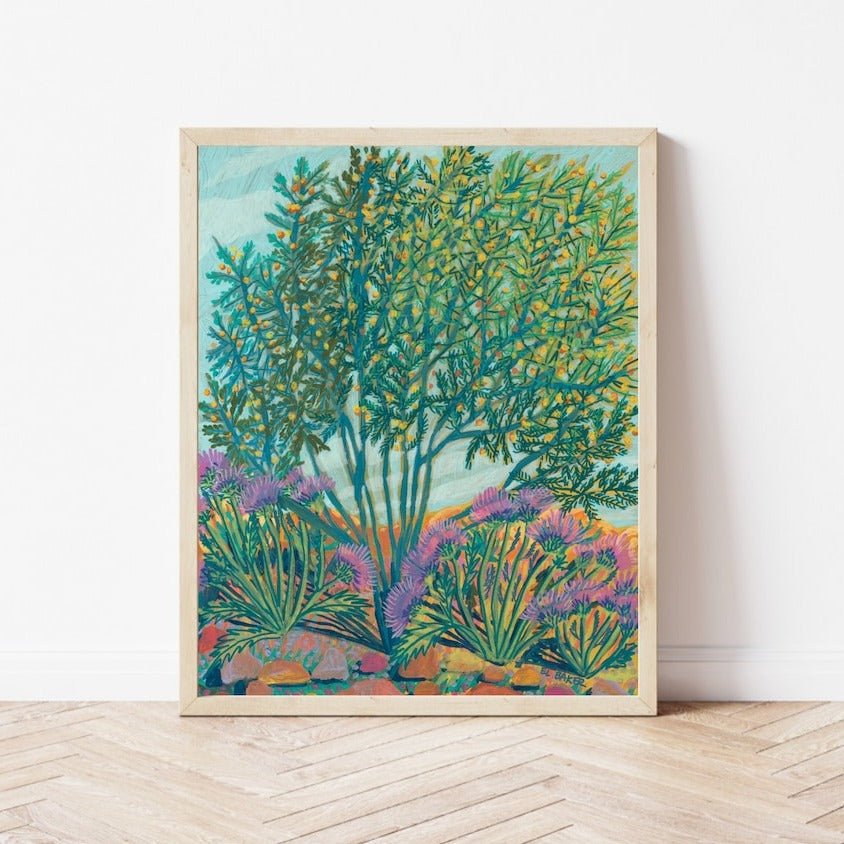 Texas Wildflower and Native Tree Print - El Baker Art