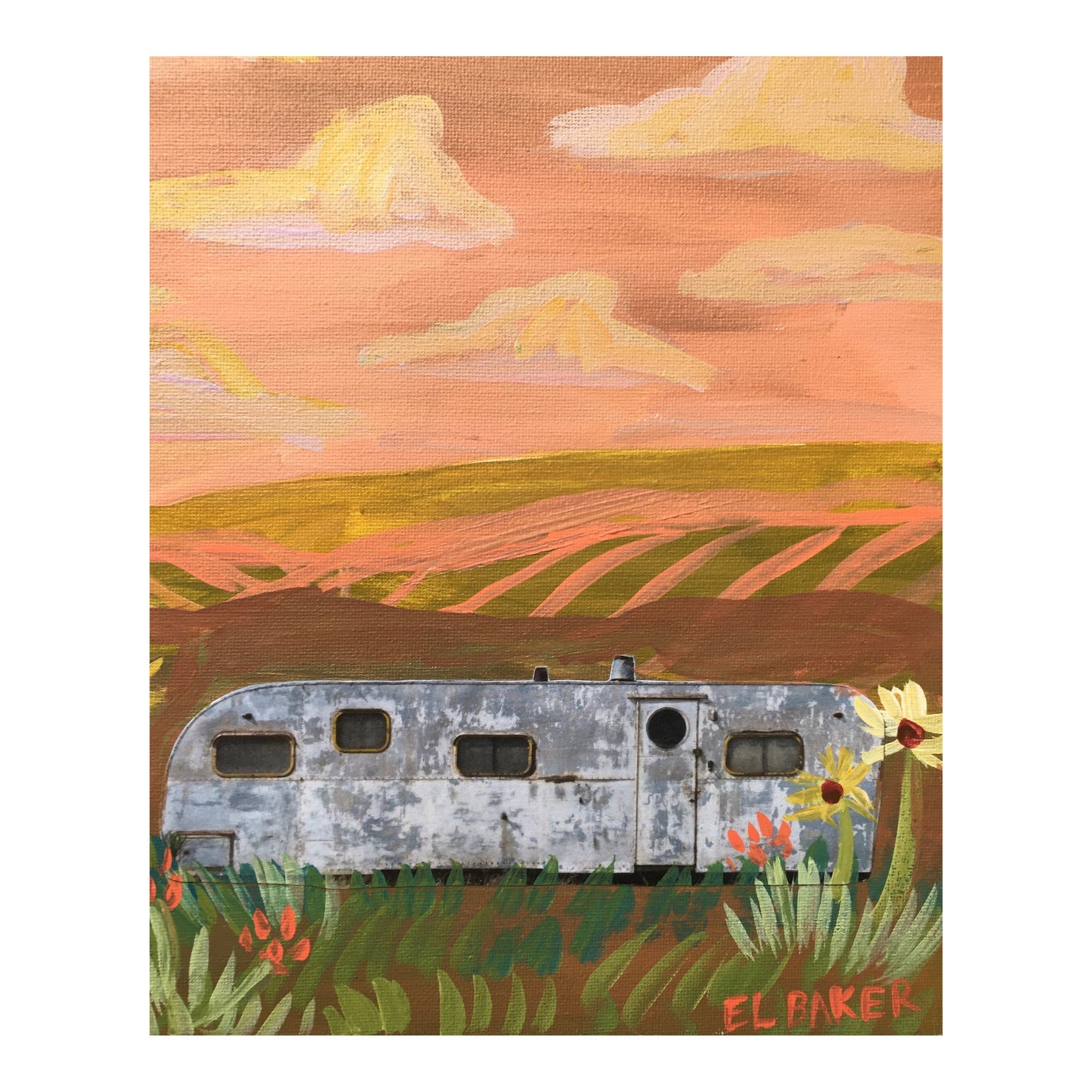 Vintage Airstream Collage Original Artwork - El Baker Art