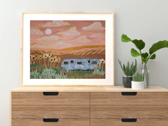Vintage Airstream Travel Trailer Print - El Baker Art