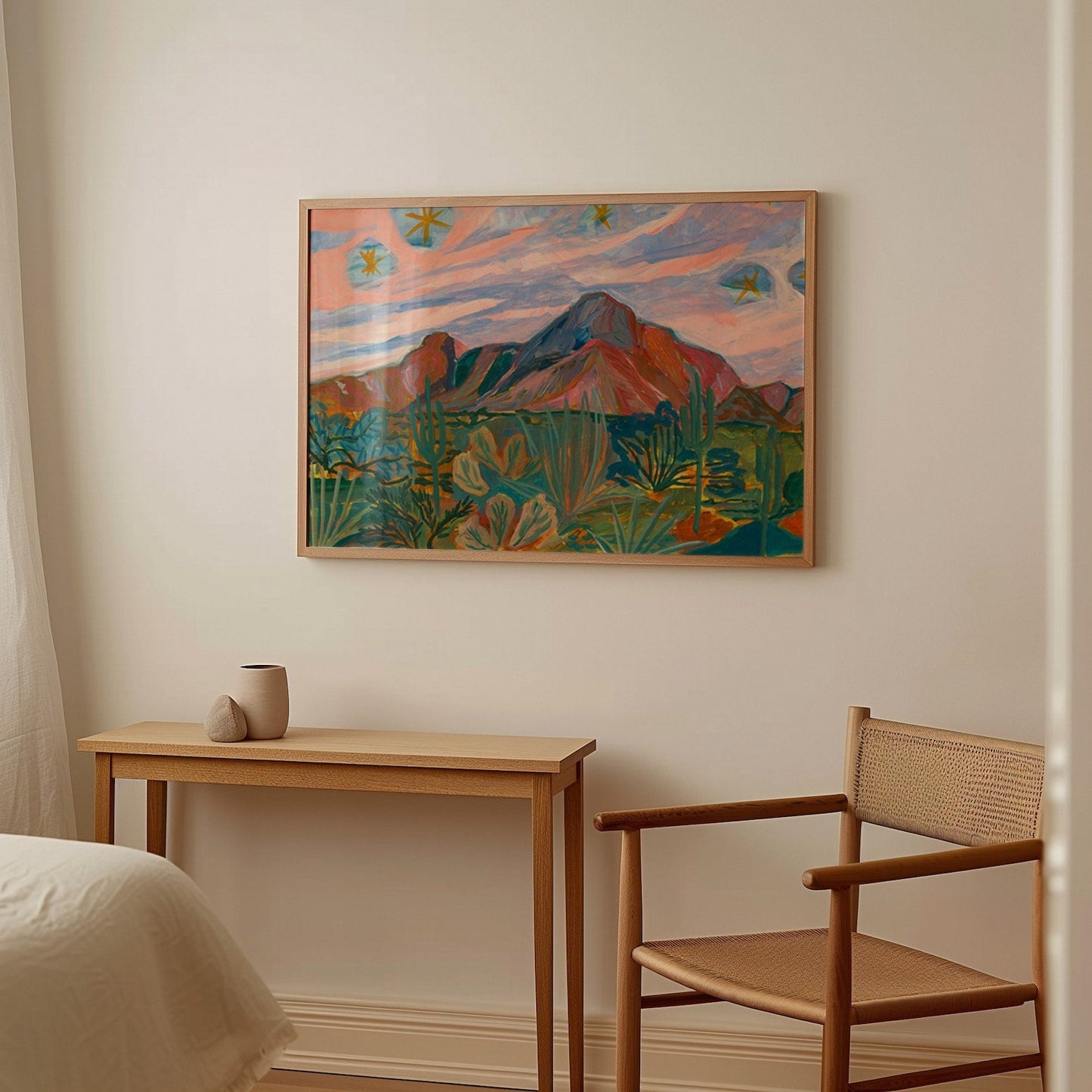 Vintage Desert Starry Night Sunset Print - El Baker Art