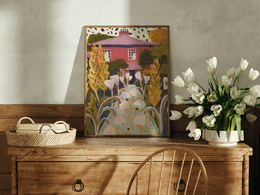 Vintage Ghost Flower Garden Print - El Baker Art