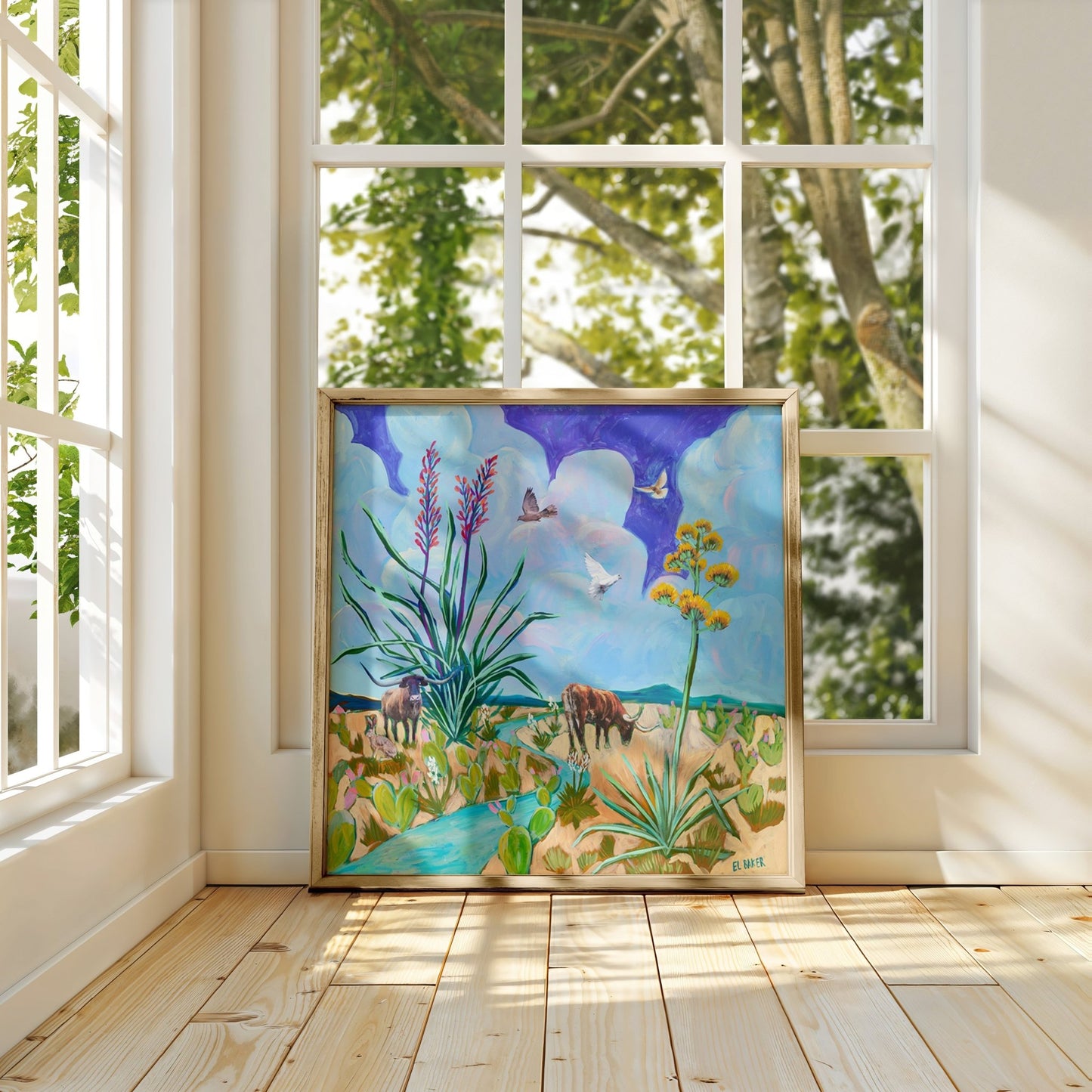 West Texas Longhorn Century Plant Print - El Baker Art