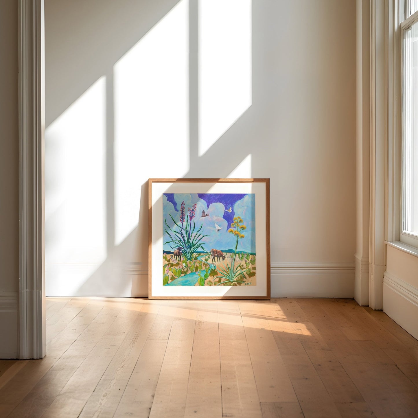 West Texas Longhorn Century Plant Print - El Baker Art